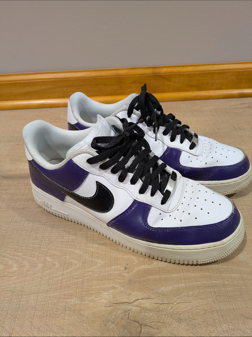 Custom Men's Nike Air Force 1 Low - White/Black/Purple